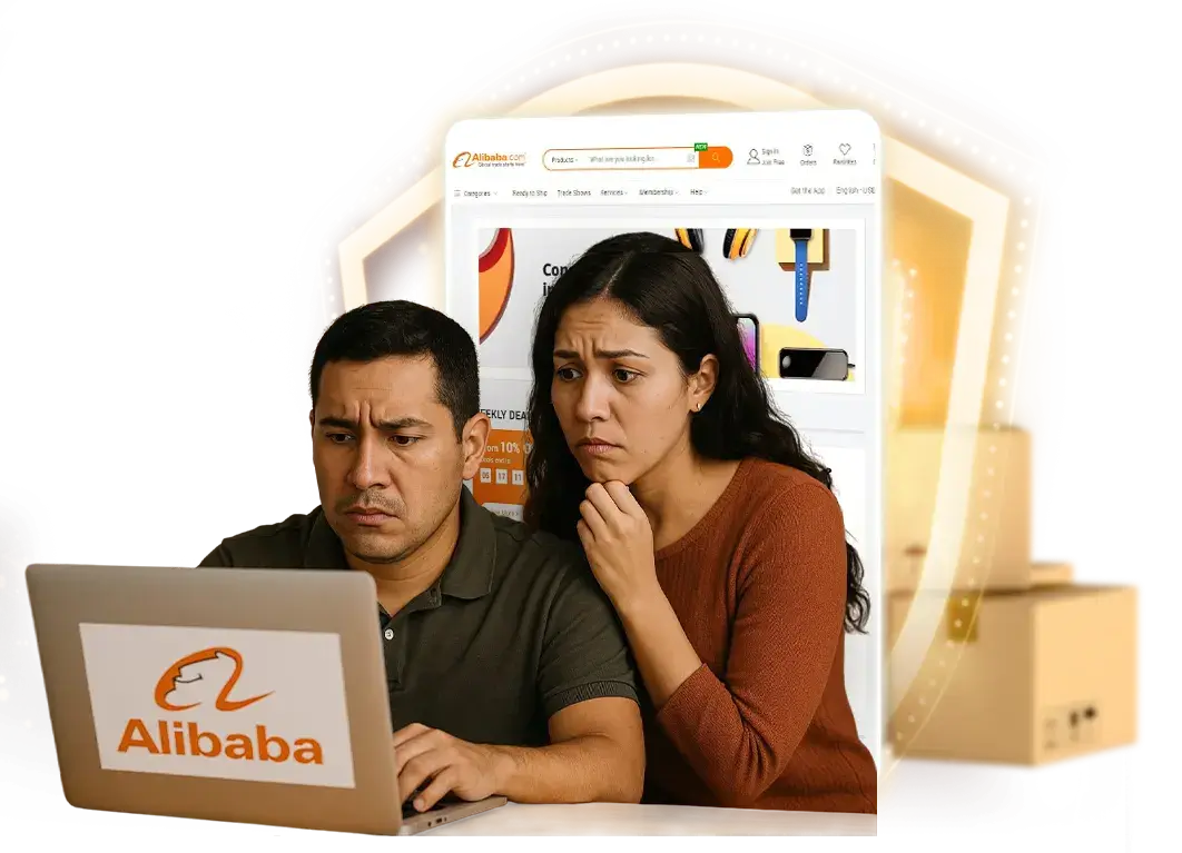 Pareja revisando Alibaba